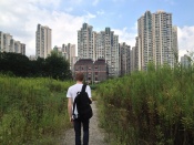 man walking to Condominiums